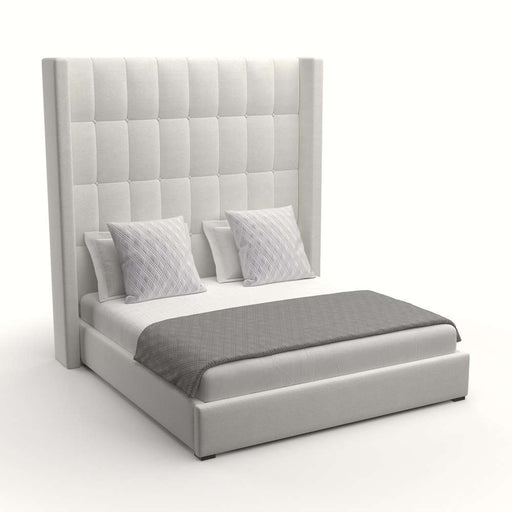 Nativa Interiors - Aylet Box Tufted Upholstered High King Off White Bed - BED-AYLET-BOX-HI-KN-PF-WHITE - GreatFurnitureDeal