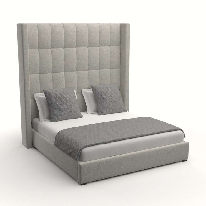 Nativa Interiors - Aylet Box Tufted Upholstered High Queen Grey Bed - BED-AYLET-BOX-HI-QN-PF-GREY - GreatFurnitureDeal