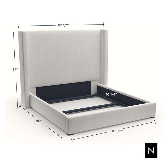 Nativa Interiors - Aylet Box Tufted Upholstered Medium Queen Charcoal Bed - BED-AYLET-BOX-MID-QN-PF-CHARCOAL - GreatFurnitureDeal