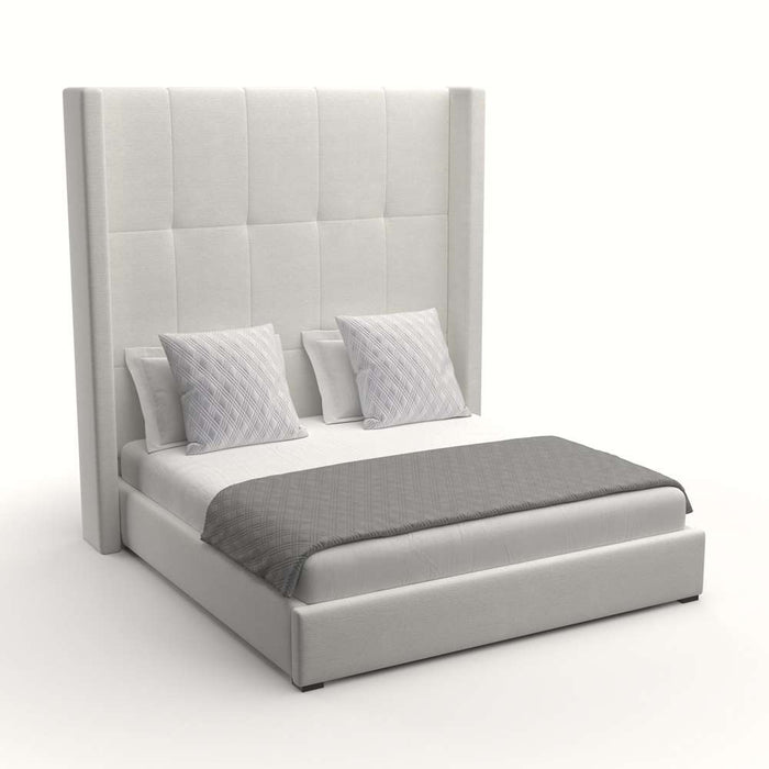 Nativa Interiors - Aylet Button Tufted Upholstered High Queen Grey Bed - BED-AYLET-BTN-HI-QN-PF-GREY - GreatFurnitureDeal