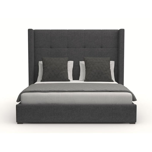 Nativa Interiors - Aylet Button Tufted Upholstered Medium King Charcoal Bed - BED-AYLET-BTN-MID-KN-PF-CHARCOAL - GreatFurnitureDeal