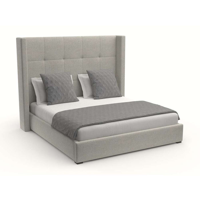 Nativa Interiors - Aylet Button Tufted Upholstered Medium King Charcoal Bed - BED-AYLET-BTN-MID-KN-PF-CHARCOAL - GreatFurnitureDeal