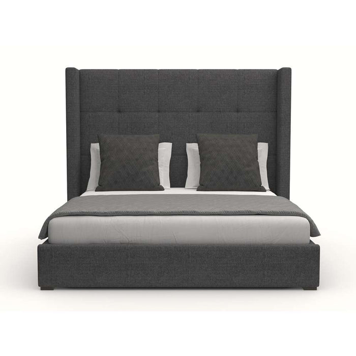 Nativa Interiors - Aylet Button Tufted Upholstered Medium Queen Charcoal Bed - BED-AYLET-BTN-MID-QN-PF-CHARCOAL - GreatFurnitureDeal