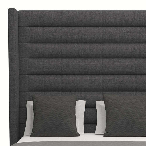 Nativa Interiors - Aylet Horizontal Channel Tufted Upholstered High California King Charcoal Bed - BED-AYLET-HC-HI-CA-PF-CHARCOAL - GreatFurnitureDeal