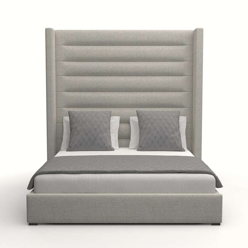 Nativa Interiors - Aylet Horizontal Channel Tufted Upholstered High Queen Grey Bed - BED-AYLET-HC-HI-QN-PF-GREY - GreatFurnitureDeal