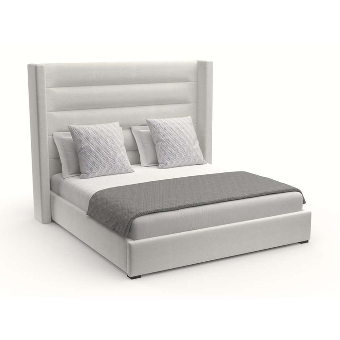 Nativa Interiors - Aylet Horizontal Channel Tufted Upholstered Medium King Grey Bed - BED-AYLET-HC-MID-KN-PF-GREY - GreatFurnitureDeal