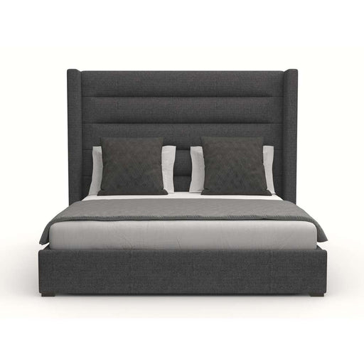 Nativa Interiors - Aylet Horizontal Channel Tufted Upholstered Medium Queen Charcoal Bed - BED-AYLET-HC-MID-QN-PF-CHARCOAL - GreatFurnitureDeal