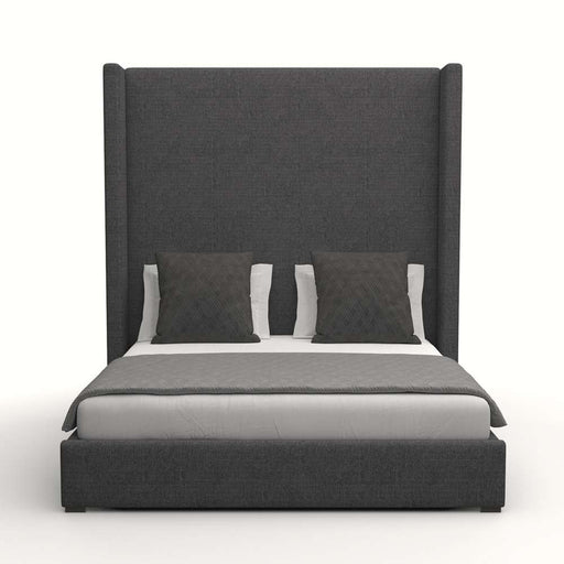 Nativa Interiors - Aylet Plain Upholstered High Queen Charcoal Bed - BED-AYLET-PL-HI-QN-PF-CHARCOAL - GreatFurnitureDeal