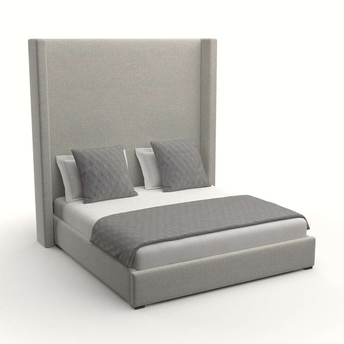Nativa Interiors - Aylet Plain Upholstered High Queen Charcoal Bed - BED-AYLET-PL-HI-QN-PF-CHARCOAL - GreatFurnitureDeal