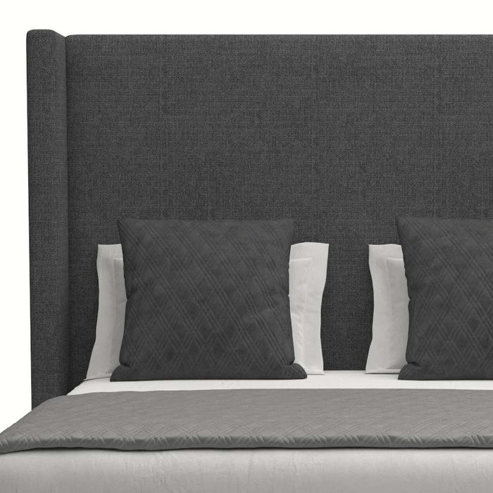 Nativa Interiors - Aylet Plain Upholstered Medium Queen Charcoal Bed - BED-AYLET-PL-MID-QN-PF-CHARCOAL - GreatFurnitureDeal