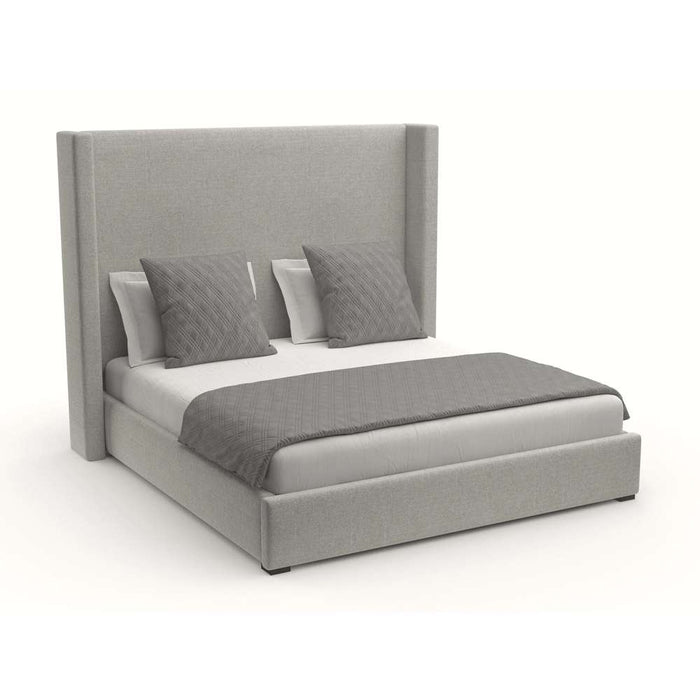 Nativa Interiors - Aylet Plain Upholstered Medium Queen Grey Bed - BED-AYLET-PL-MID-QN-PF-GREY - GreatFurnitureDeal