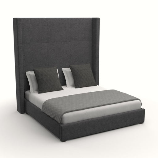 Nativa Interiors - Aylet Simple Tufted Upholstered High California King Charcoal Bed - BED-AYLET-ST-HI-CA-PF-CHARCOAL - GreatFurnitureDeal