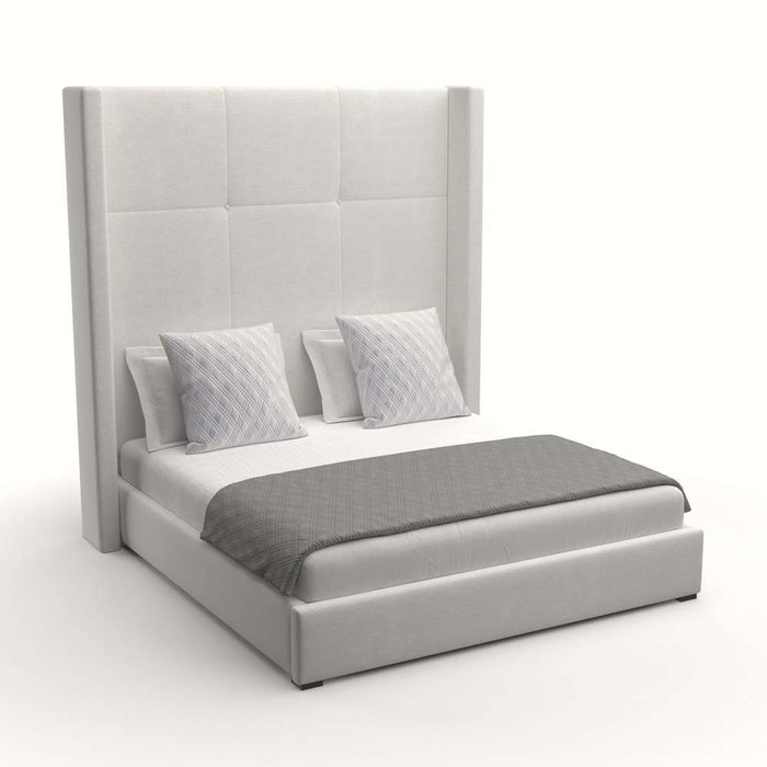 Nativa Interiors - Aylet Simple Tufted Upholstered High King Off White Bed - BED-AYLET-ST-HI-KN-PF-WHITE