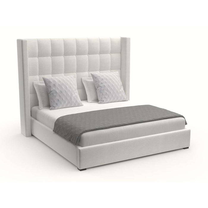 Nativa Interiors - Aylet Simple Tufted Upholstered High Queen Off White Bed - BED-AYLET-ST-HI-QN-PF-WHITE