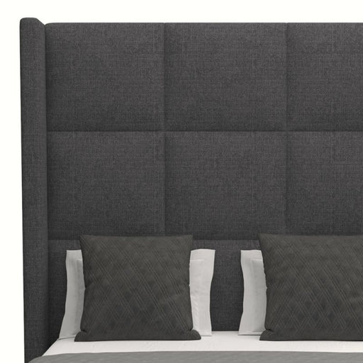 Nativa Interiors - Aylet Square Tufted Upholstered High California King Charcoal Bed - BED-AYLET-SQ-HI-CA-PF-CHARCOAL - GreatFurnitureDeal