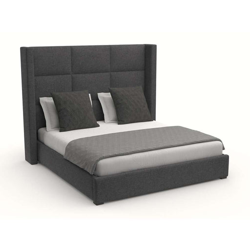 Nativa Interiors - Aylet Square Tufted Upholstered Medium California King Charcoal Bed - BED-AYLET-SQ-MID-CA-PF-CHARCOAL - GreatFurnitureDeal
