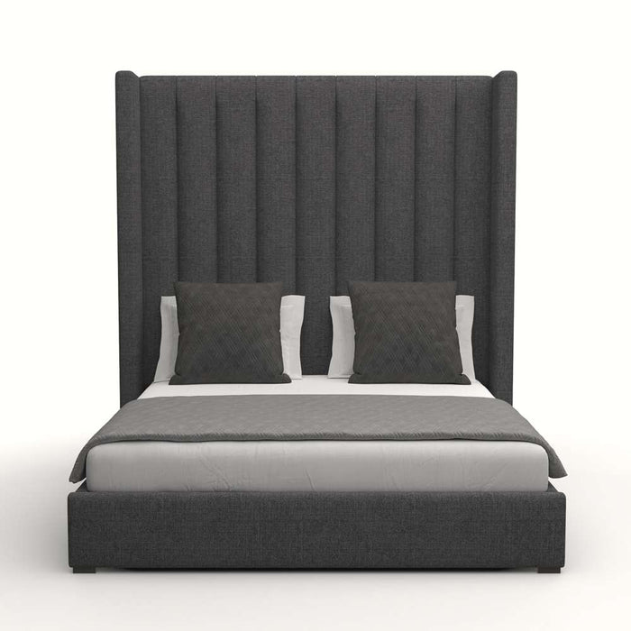 Nativa Interiors - Aylet Vertical Channel Tufted Upholstered High California King Charcoal Bed - BED-AYLET-VC-HI-CA-PF-CHARCOAL - GreatFurnitureDeal