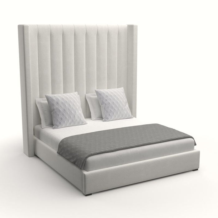 Nativa Interiors - Aylet Vertical Channel Tufted Upholstered High King Off White Bed - BED-AYLET-VC-HI-KN-PF-WHITE - GreatFurnitureDeal