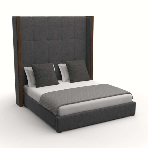 Nativa Interiors - Irenne Box Tufted Upholstered High Queen Charcoal Bed - BED-IRENNE-BOX-HI-QN-PF-CHARCOAL - GreatFurnitureDeal
