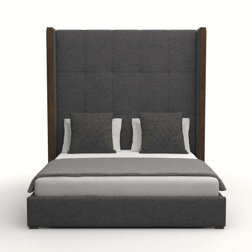 Nativa Interiors - Irenne Box Tufted Upholstered High Queen Charcoal Bed - BED-IRENNE-BOX-HI-QN-PF-CHARCOAL - GreatFurnitureDeal