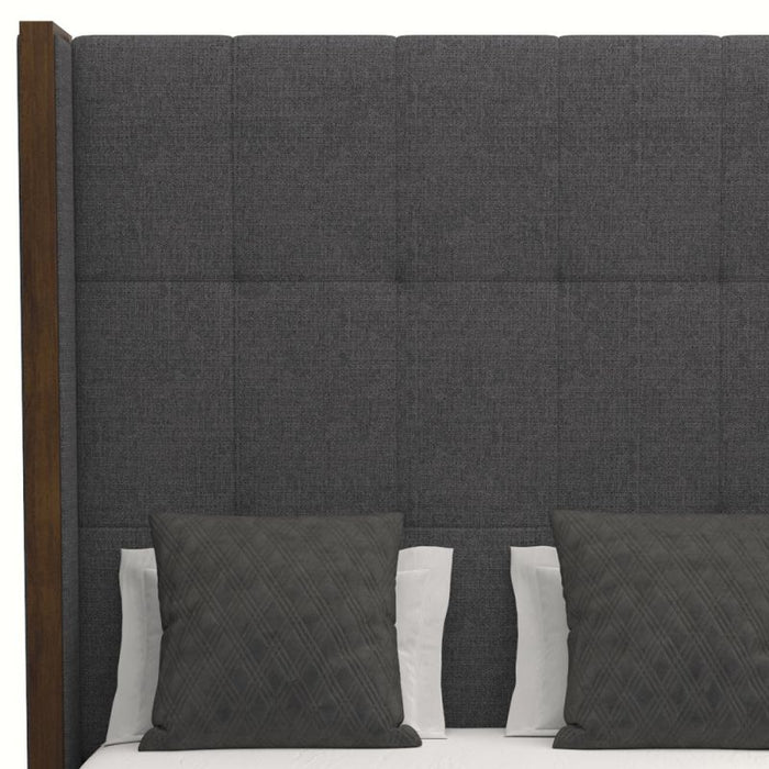 Nativa Interiors - Irenne Button Tufted Upholstered High California King Charcoal Bed - BED-IRENNE-BTN-HI-CA-PF-CHARCOAL - GreatFurnitureDeal
