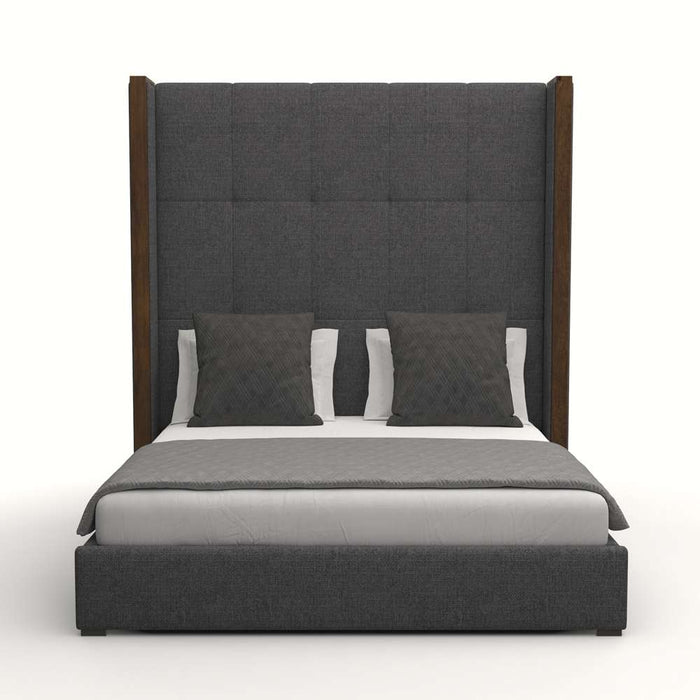 Nativa Interiors - Irenne Button Tufted Upholstered High King Charcoal Bed - BED-IRENNE-BTN-HI-KN-PF-CHARCOAL - GreatFurnitureDeal