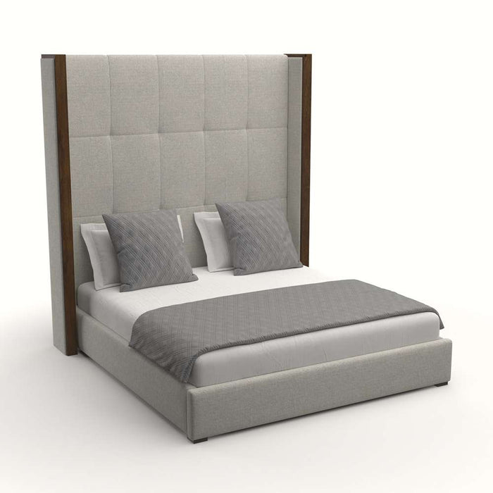 Nativa Interiors - Irenne Button Tufted Upholstered High King Charcoal Bed - BED-IRENNE-BTN-HI-KN-PF-CHARCOAL - GreatFurnitureDeal