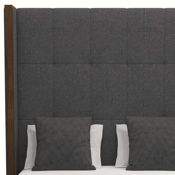 Nativa Interiors - Irenne Button Tufted Upholstered High Queen Charcoal Bed - BED-IRENNE-BTN-HI-QN-PF-CHARCOAL - GreatFurnitureDeal