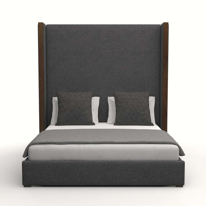 Nativa Interiors -  Irenne Plain Upholstered High Queen Charcoal Bed - BED-IRENNE-PL-HI-QN-PF-CHARCOAL - GreatFurnitureDeal