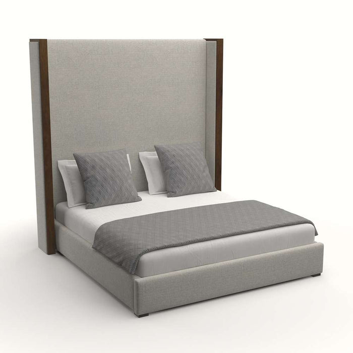 Nativa Interiors -  Irenne Plain Upholstered High Queen Charcoal Bed - BED-IRENNE-PL-HI-QN-PF-CHARCOAL - GreatFurnitureDeal