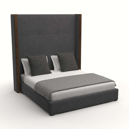 Nativa Interiors - Irenne Simple Tufted Upholstered High California King Charcoal Bed - BED-IRENNE-ST-HI-CA-PF-CHARCOAL - GreatFurnitureDeal