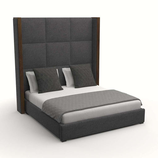 Nativa Interiors - Irenne Square Tufted Upholstered High Queen Charcoal Bed - BED-IRENNE-SQ-HI-QN-PF-CHARCOAL - GreatFurnitureDeal