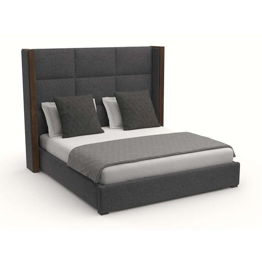Nativa Interiors - Irenne Square Tufted Upholstered Medium King Charcoal Bed - BED-IRENNE-SQ-MID-KN-PF-CHARCOAL - GreatFurnitureDeal