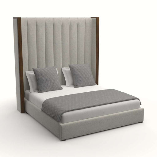 Nativa Interiors -  Irenne Vertical Channel Tufted Upholstered High Queen Grey Bed - BED-IRENNE-VC-HI-QN-PF-GREY - GreatFurnitureDeal