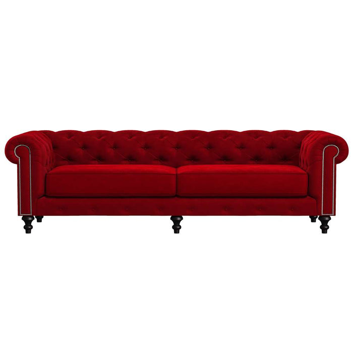 Nativa Interiors - London Tufted Sofa 103" in Red - SOF-LONDON-103-CL-MF-RED - GreatFurnitureDeal