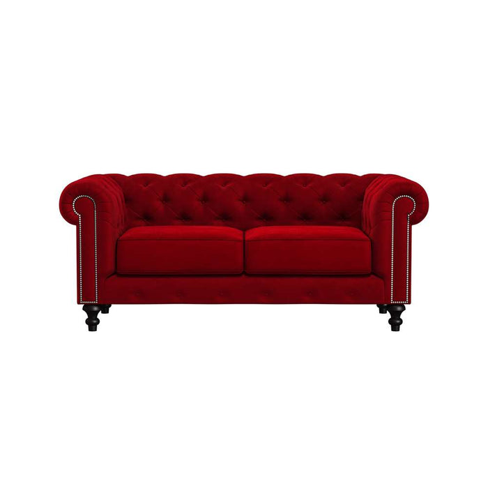 South Cone Home Patrick Velvet Sofa Size 72 Inch Red