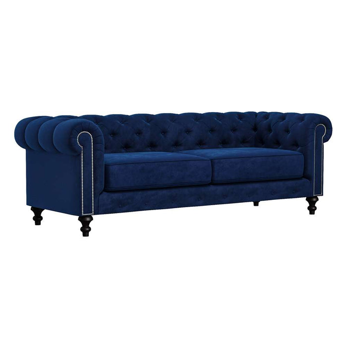 Nativa Interiors - London Tufted Sofa 90" in Blue - SOF-LONDON-90-CL-MF-BLUE - GreatFurnitureDeal