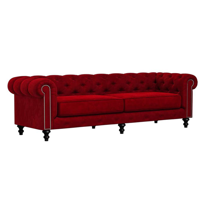 Nativa Interiors - London Tufted Sofa Deep Plush 103" in Red - SOF-LONDON-103-DP-MF-RED - GreatFurnitureDeal