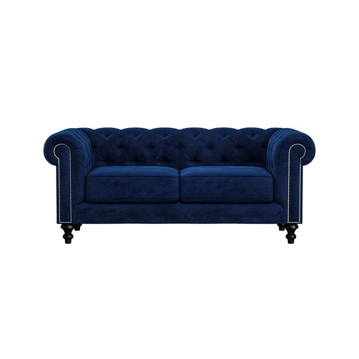 Nativa Interiors - London Tufted Sofa Deep Plush 72" in Blue - SOF-LONDON-72-DP-MF-BLUE - GreatFurnitureDeal
