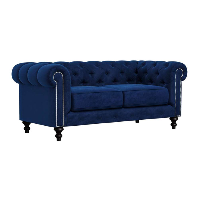 Nativa Interiors - London Tufted Sofa Deep Plush 72" in Blue - SOF-LONDON-72-DP-MF-BLUE - GreatFurnitureDeal