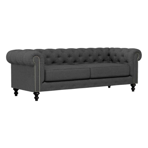 Nativa Interiors - London Tufted Sofa 90" in Charcoal - SOF-LONDON-90-CL-PF-CHARCOAL - GreatFurnitureDeal