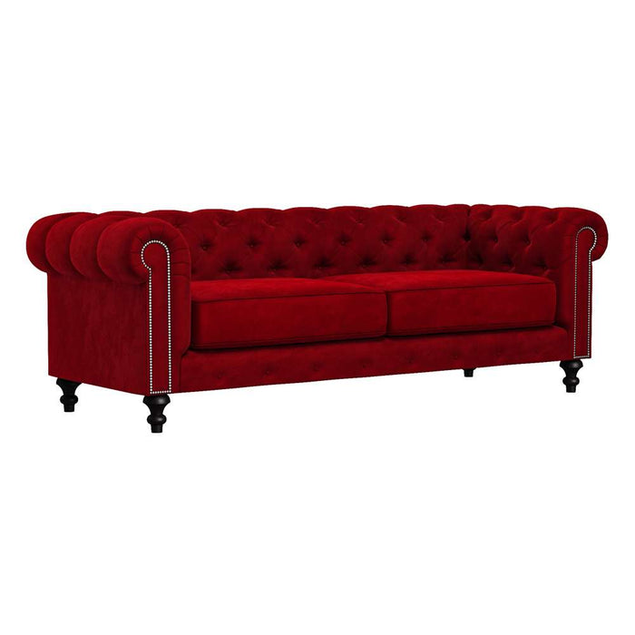 Nativa Interiors - London Tufted Sofa Deep Plush 90" in Red - SOF-LONDON-90-DP-MF-RED