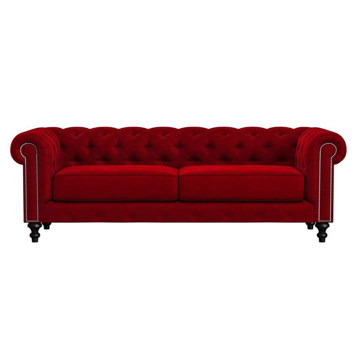 Nativa Interiors - London Tufted Sofa Deep Plush 90" in Red - SOF-LONDON-90-DP-MF-RED
