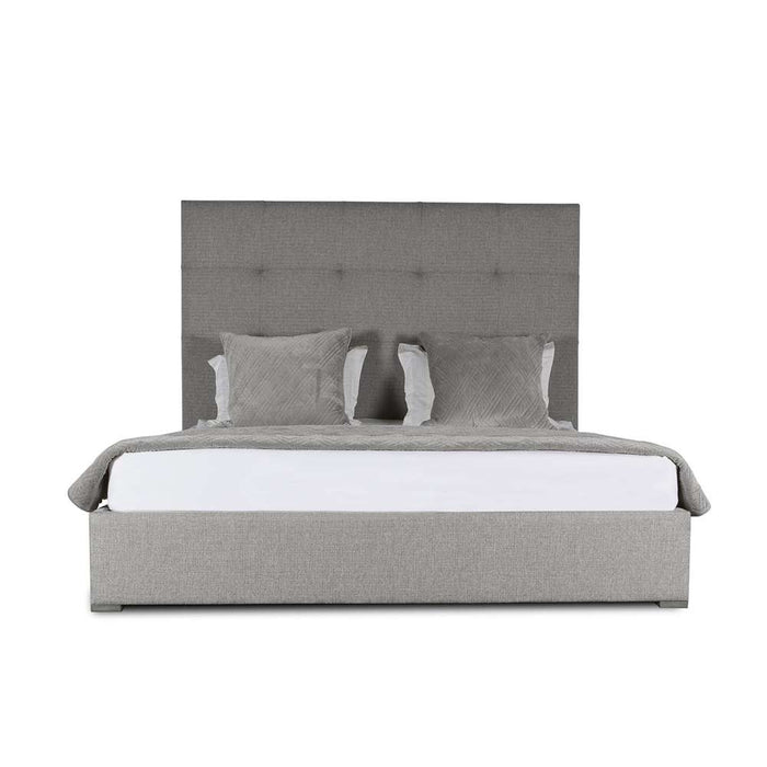 Nativa Interiors - Moyra Button Tufted Upholstered High Queen Grey Bed - BED-MOYRA-BTN-HI-QN-PF-GREY - GreatFurnitureDeal