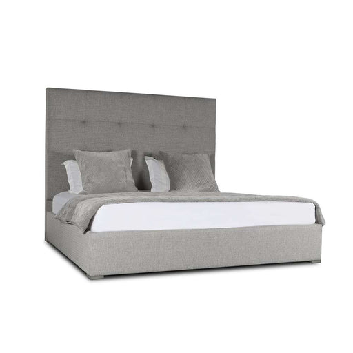 Nativa Interiors - Moyra Button Tufted Upholstered Medium King Charcoal Bed - BED-MOYRA-BTN-MID-KN-PF-CHARCOAL - GreatFurnitureDeal
