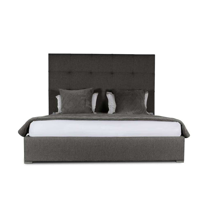 Nativa Interiors - Moyra Button Tufted Upholstered Medium Queen Charcoal Bed - BED-MOYRA-BTN-MID-QN-PF-CHARCOAL - GreatFurnitureDeal