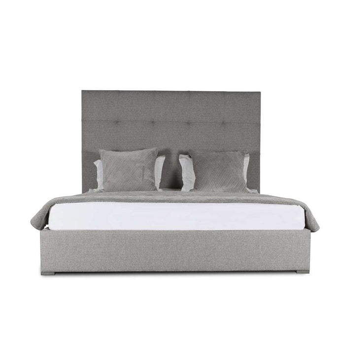 Nativa Interiors - Moyra Button Tufted Upholstered Medium Queen Charcoal Bed - BED-MOYRA-BTN-MID-QN-PF-CHARCOAL - GreatFurnitureDeal