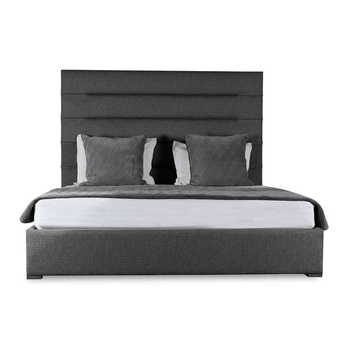 Nativa Interiors - Moyra Horizontal Channel Tufted Upholstered High King Charcoal Bed - BED-MOYRA-HC-HI-KN-PF-CHARCOAL - GreatFurnitureDeal