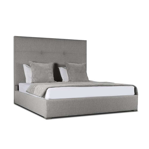 Nativa Interiors - Moyra Simple Tufted Upholstered High Queen Charcoal Bed - BED-MOYRA-ST-HI-QN-PF-CHARCOAL - GreatFurnitureDeal