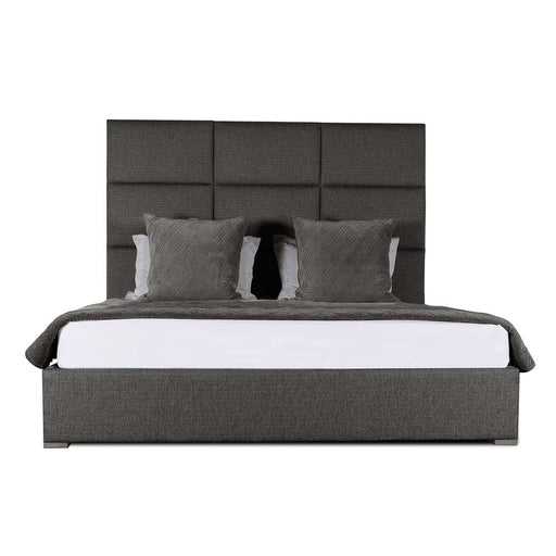 Nativa Interiors - Moyra Square Tufted Upholstered Medium Queen Charcoal Bed - BED-MOYRA-SQ-MID-QN-PF-CHARCOAL - GreatFurnitureDeal